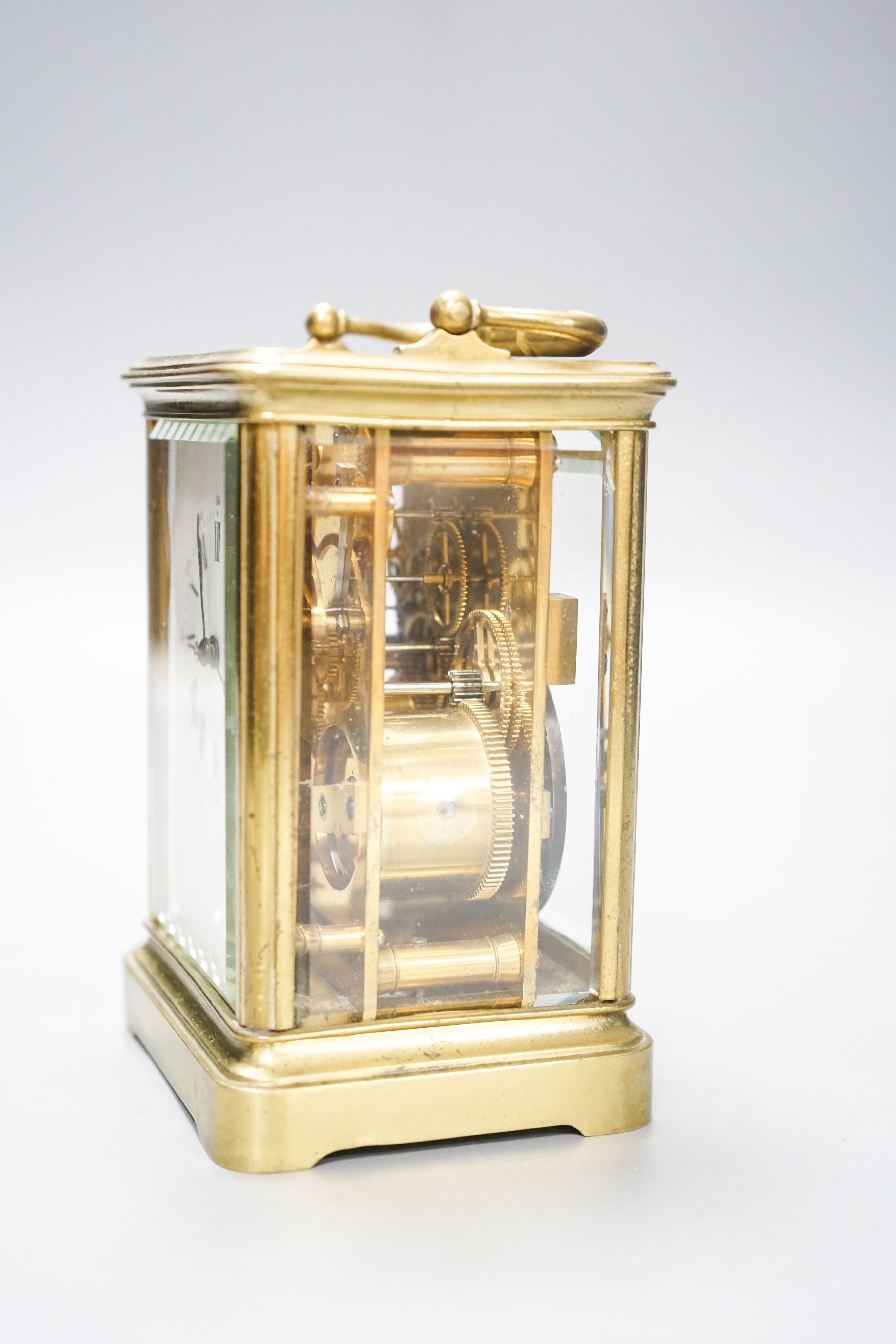 A French brass carriage clock 14cm